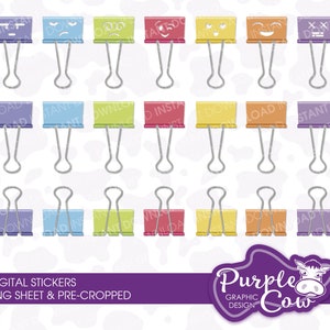 Emoji Fold Back Binder Clip Digital Sticker Set
