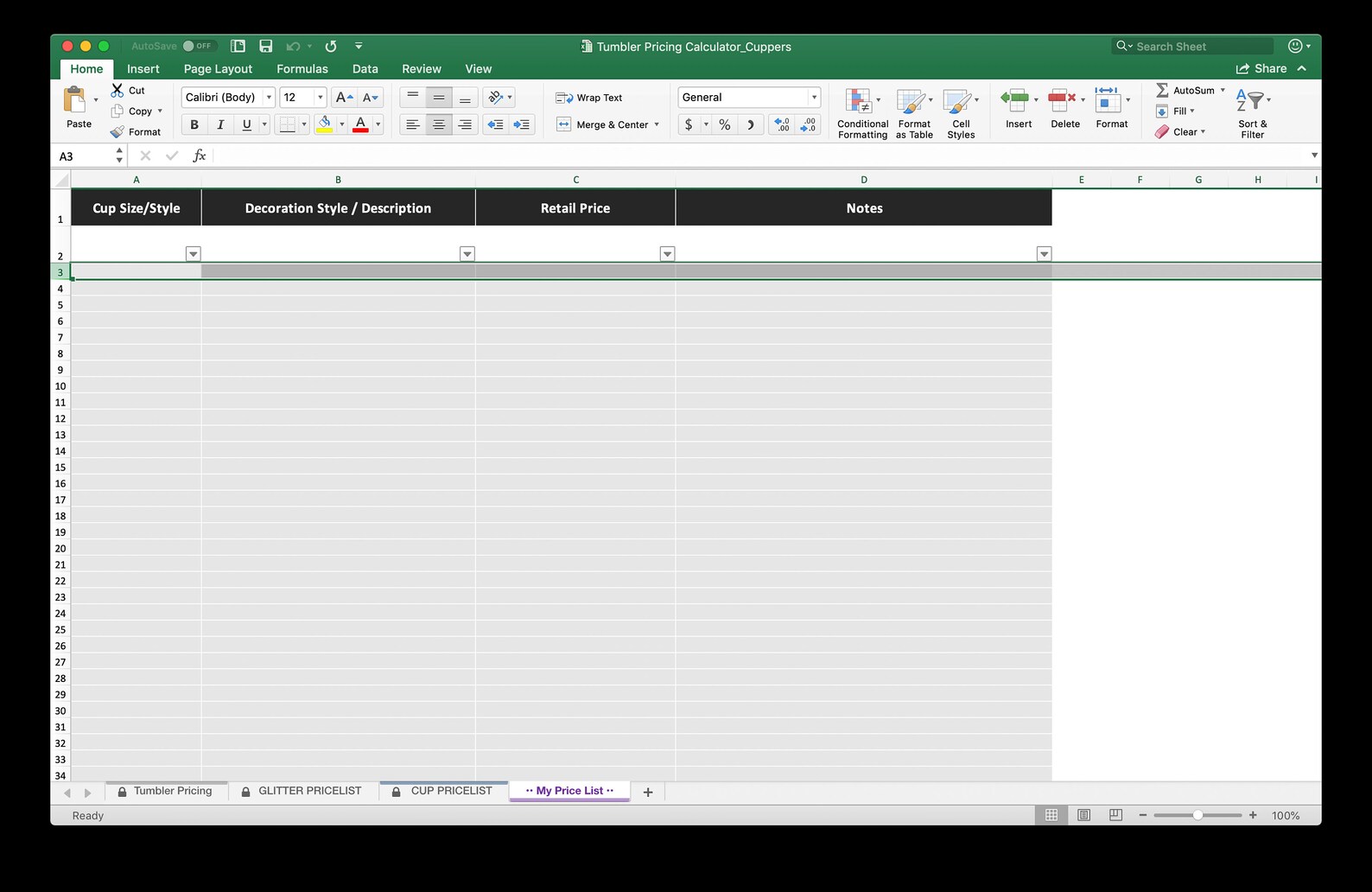 Tumbler Pricing Calculator Etsy