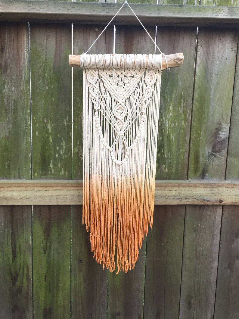 custom wall hanging long macrame natural macrame Medium Macrame Wall Hanging Silversun dip dyed wall decor modern vintage