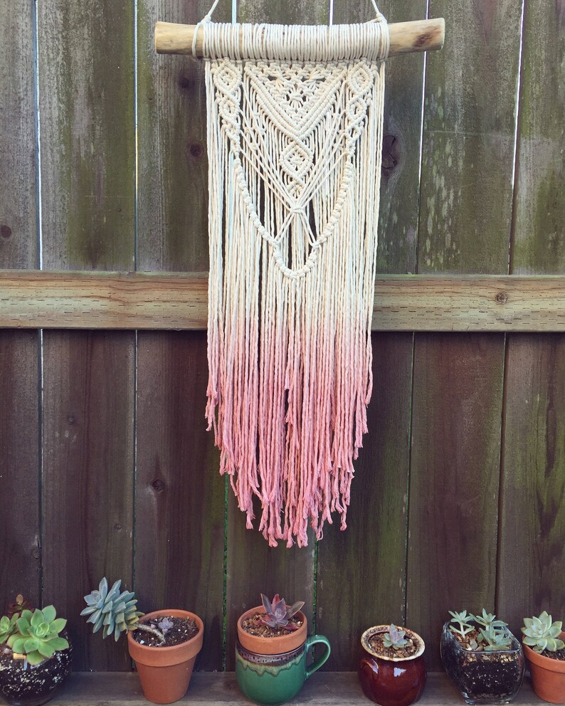 custom wall hanging long macrame natural macrame Medium Macrame Wall Hanging Silversun dip dyed wall decor modern vintage