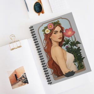Botanical Art Nouveau Spiral Notebook - Perfect for Nature Lovers, Unique Journal, Floral Stationery, Elegant Botanical Diary, Pretty