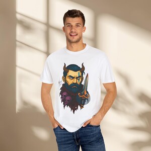 Warrior Graphic Tee Unisex Dark Fantasy T-Shirt, Bold Medieval Design, Gothic Style Casual Wear
