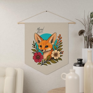 Pennant Wall Decor - Fennec Fox Banner, Nursery Room Decoration, Animal Lover Gift, Kids Bedroom Art, Woodland Theme, Wildlife Wall Hanging