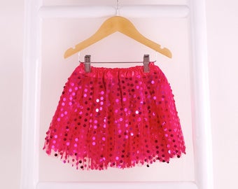 Girls' Hot Pink Sequin Tutu/ Disco Sparkle Tutu,Party Tutu, Younger Girl, Sparkly, Glitter, Gift for Girl, Birthday Outfit/Tutu Skirt