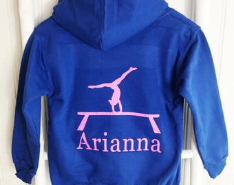 Girls' Personalised GYMNASTICS Hoodie/Activity Hoodie/Personalised Hoodie/ Personalized Hoodie/Birthday Gift/Gift for Girl/Pink/Purple