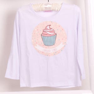 Cute Cupcake Birthday  Long/Short Sleeve White T Shirt, Party, Birthday Girl, Special Outfit, Gift for Girl, Pettiskirt Tutu