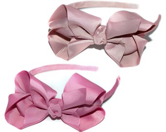 Traditional Bow Headband set of 2 - Wild Rose and Vanilla