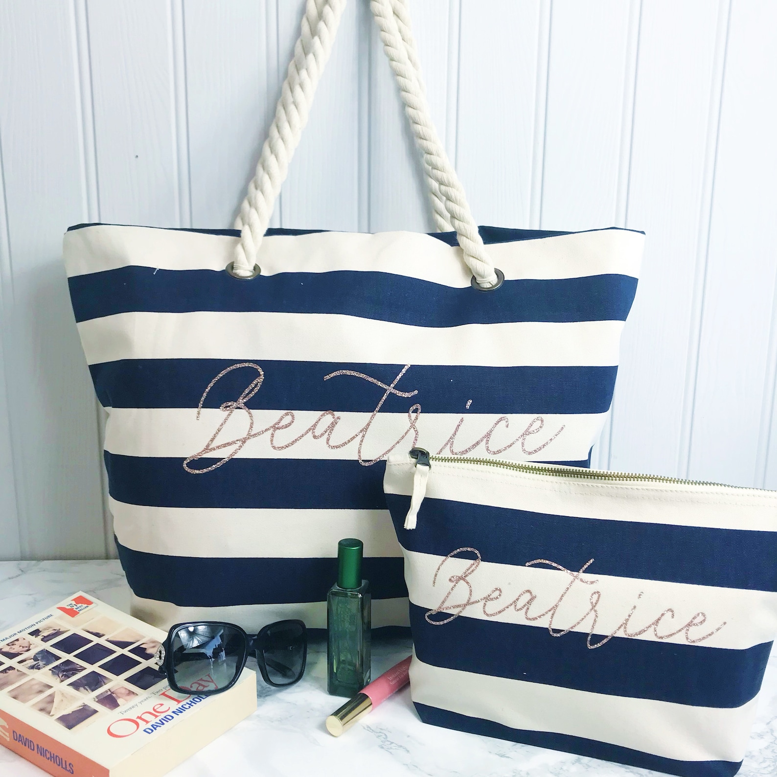 Personalised Rope Beach Bag Canvas Shopping Bag Honeymoon Etsy