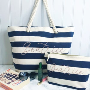 Personalised Rope Beach Bag, Canvas Shopping Bag, Honeymoon Bag for ...