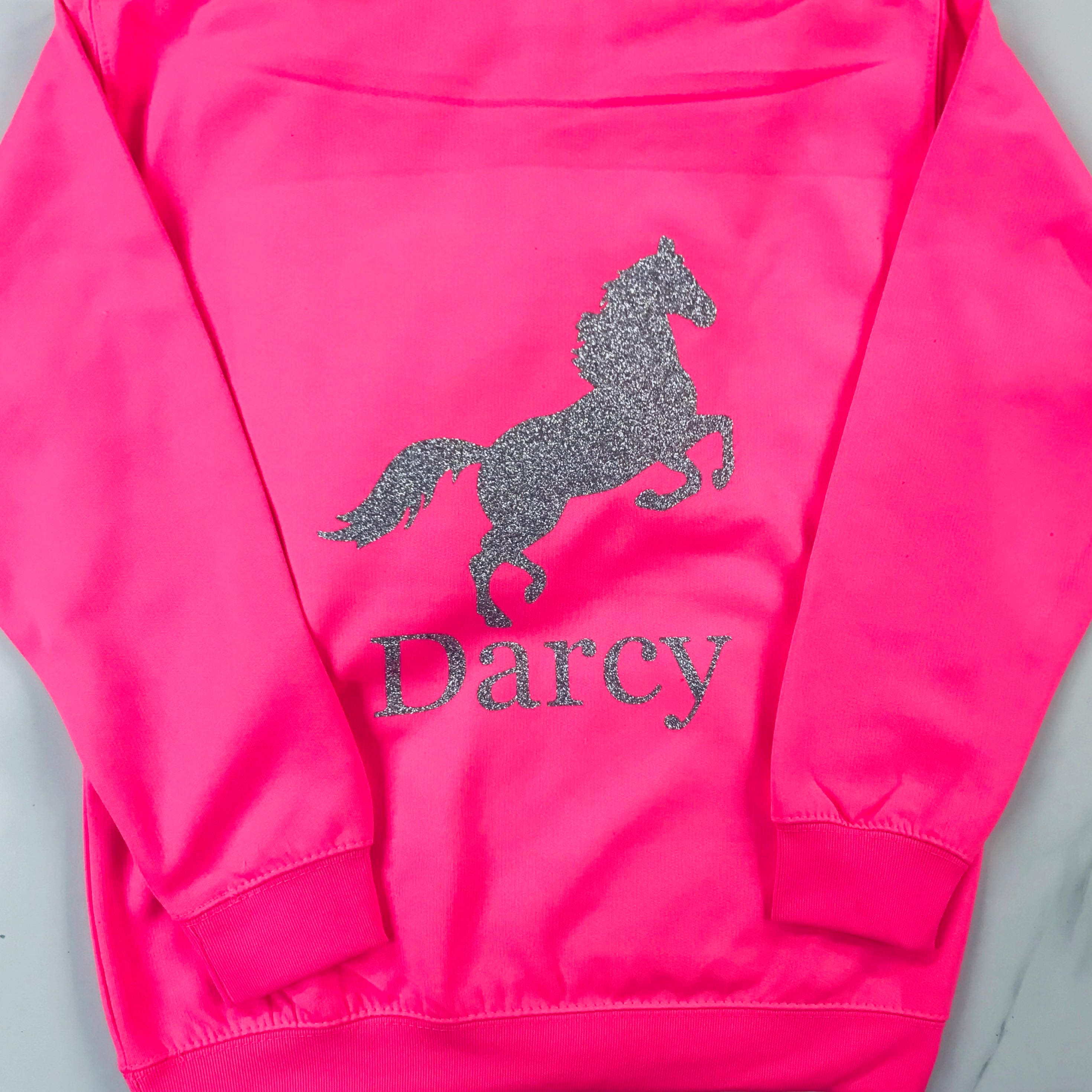 Girls Personalised Horse Riding Hoodie for Activities, Pony Days and Horse Riding - 1108