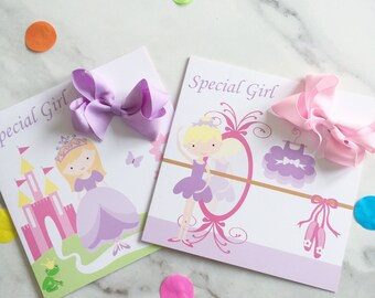 Girls Princess Greeting Card and Hair Bow