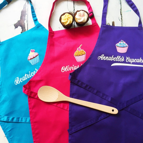 Childrens Personalized Cupcake Apron/Kids Apron/Personalized Apron/Turquoise/Pink/Cupcake/Birthday Gift/ Baking/Little Chef/Gift for Girl