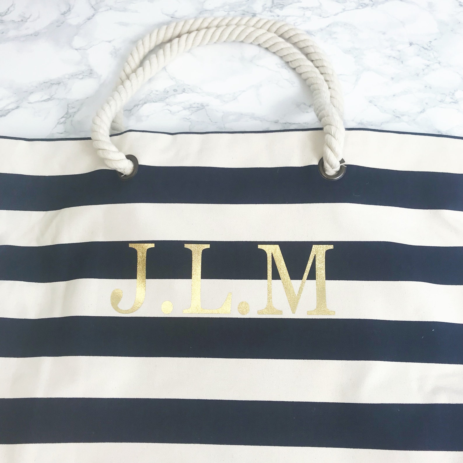Personalised Rope Beach Bag Canvas Shopping Bag Honeymoon Etsy
