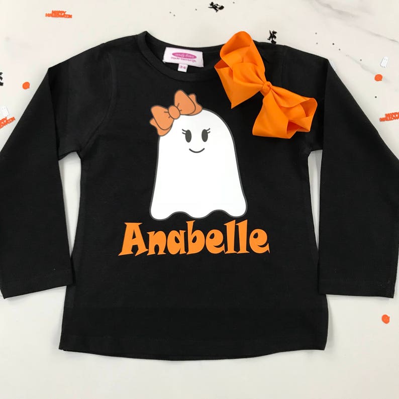 PERSONALISED GHOST HALLOWEEN Baby Romper, Black Long Sleeve, Boys, Kids, Girls, Baby, Dress Up Ghost Costume, Trick or Treat Party Outfit image 4