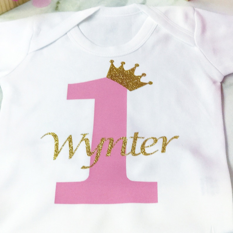 Cute Personalised Baby Bib First BirthdayGold and Silver SparkleBirthday Outfit Baby GiftGift For Baby Girl or Boy