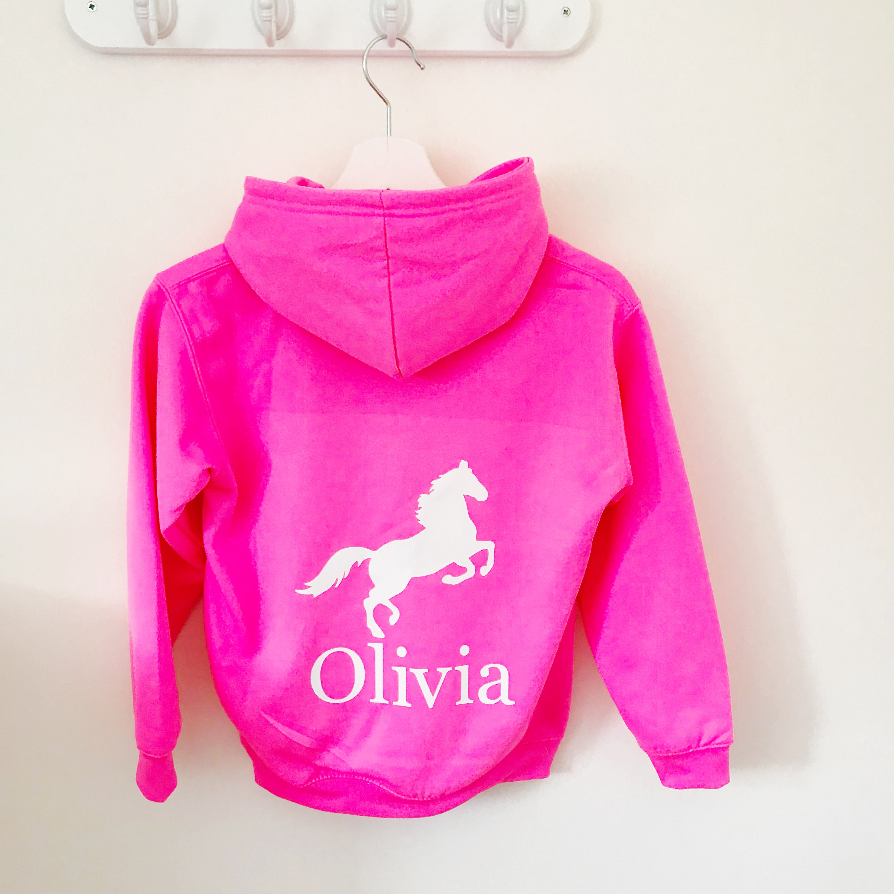 Girls Personalised Horse Riding Hoodie for Activities, Pony Days and Horse Riding - 1108
