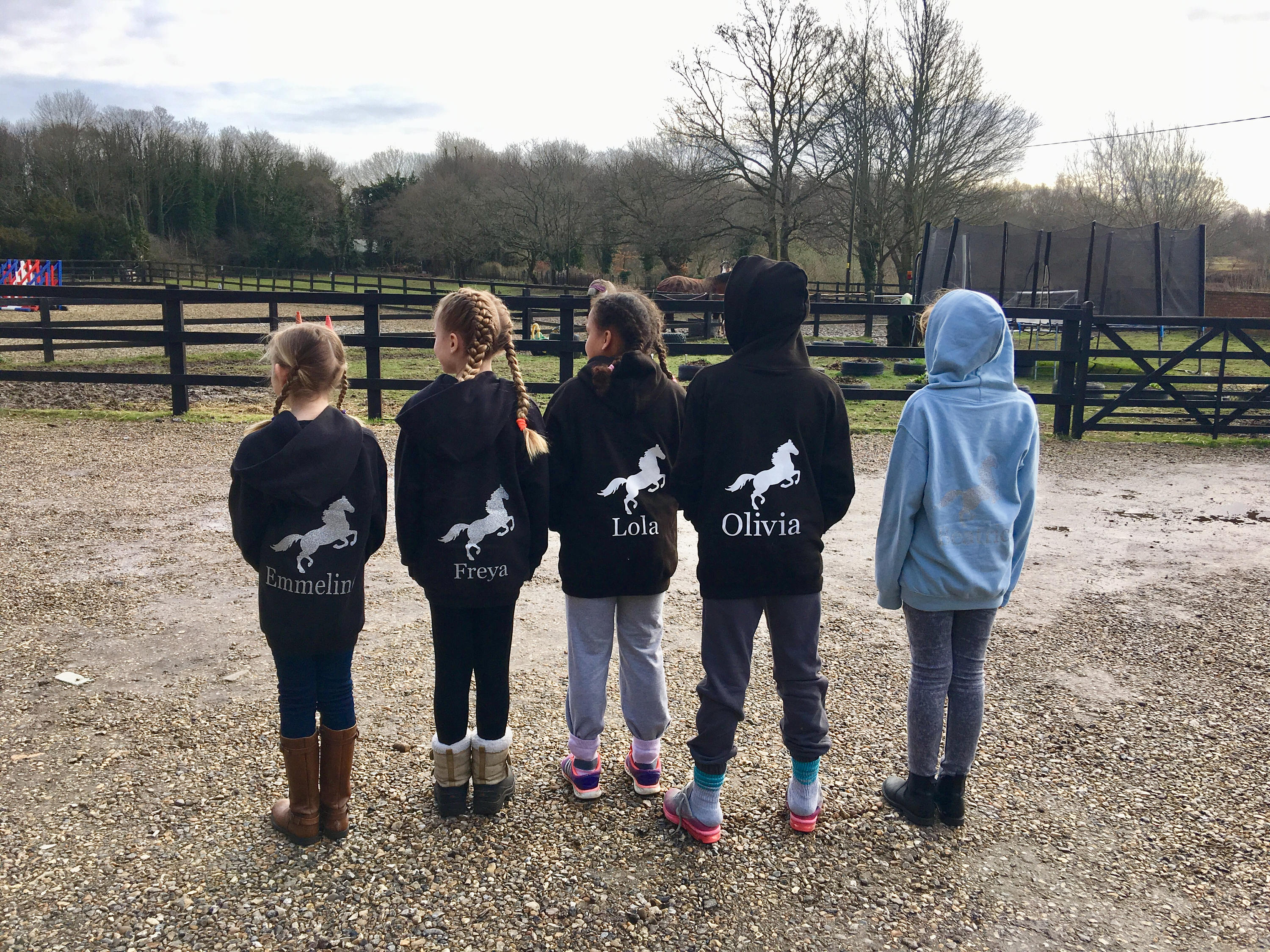 Girls Personalised Horse Riding Hoodie for Activities, Pony Days and Horse Riding - 1108