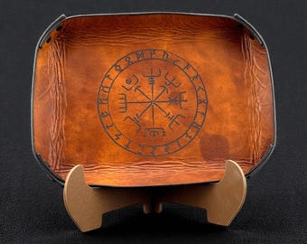 Vegvísir Viking Compass Leather Valet Tray