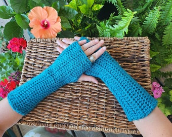 Fingerless gloves long handmade crochet arm warmers, writers, cuffs