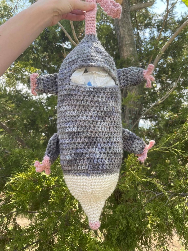 Possum Grocery Bag Holder Handmade Crochet Opossum Varmit Etsy