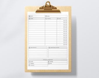 Printable Medicine and Symptom Log