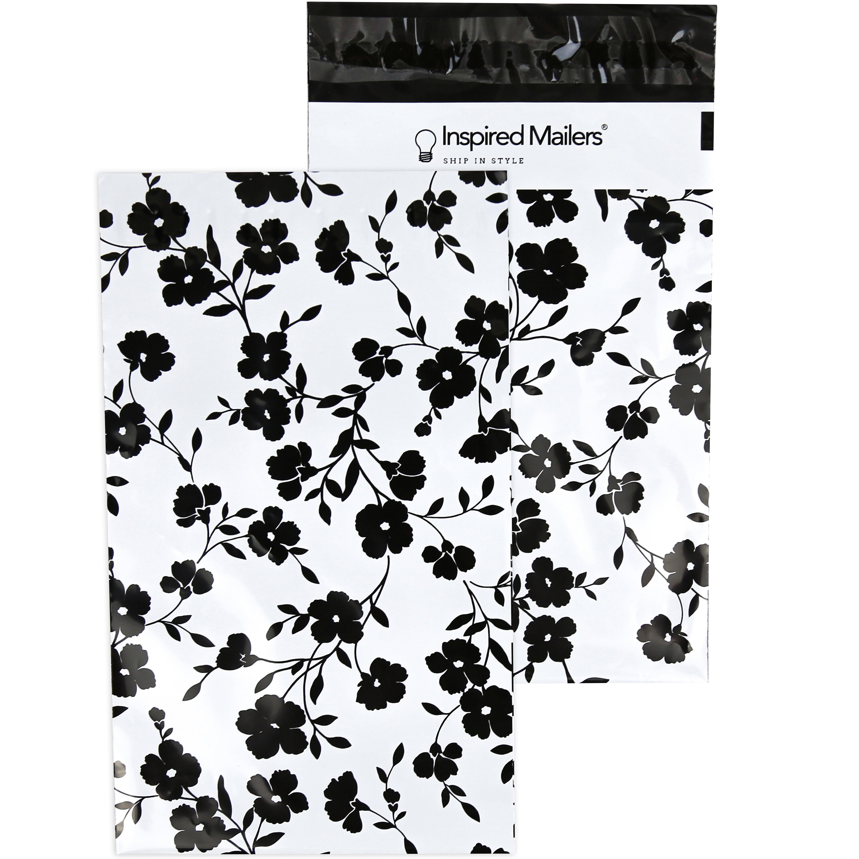Pack of 100 Black and White Arrows Printed Mailers 6x9"