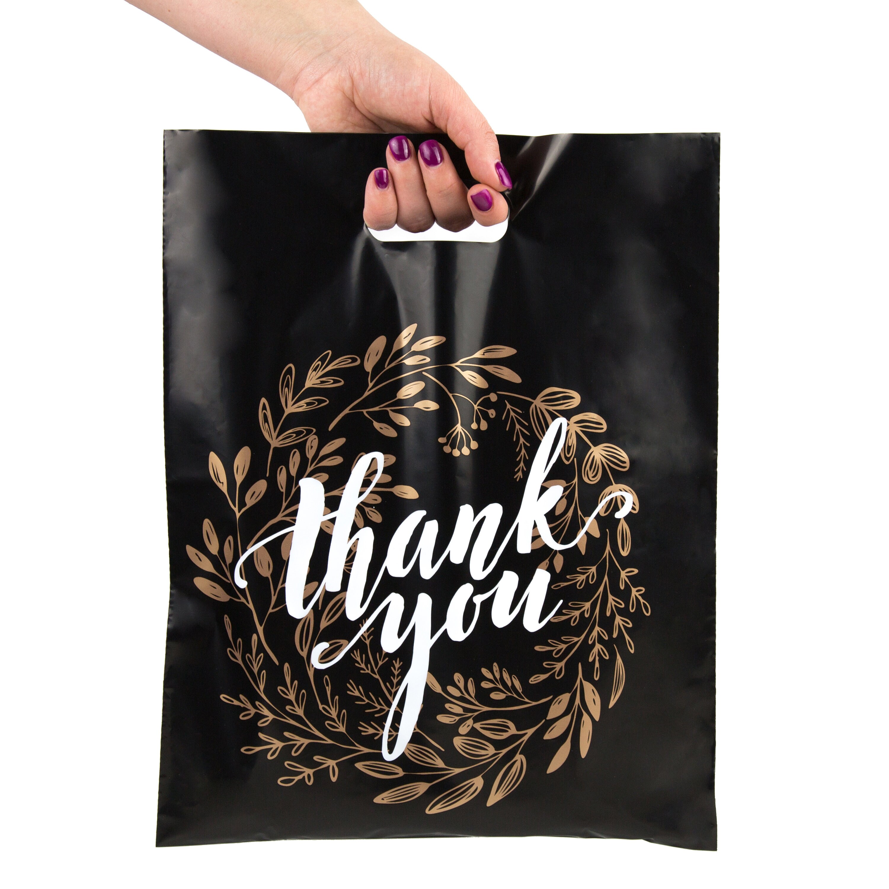 Shopping Bags Black & Gold Thank You 12x15 Pack of 100 Etsy
