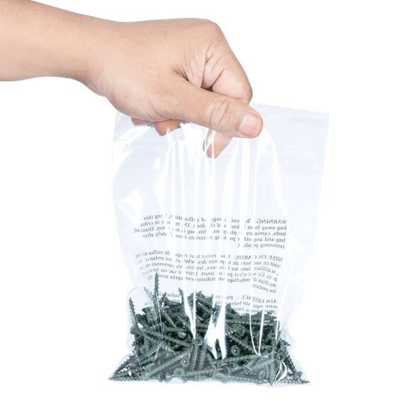 Multiple Size Options 11x14 Extra Strong Seal, 200 Pack Retail Supply Co Clear Poly Bags with Suffocation Warning