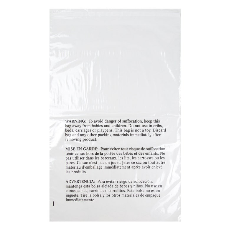 9x12 Resealable Retail Supply Co Clear Poly Bags with Suffocation Warning Multiple Size Options Available