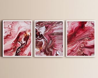 Modern Pink Swirls 3er Set Print | Druckbare Kunst | Rosa Kunst | Abstrakte Kunst | Pop Art | Pink | Druck zu Hause | Poster Digital Download