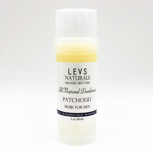 Mens Organic Deodorant, Patchouli, Natural and Non Toxic Skincare Cosmetics