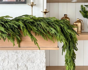 60 Inch Natural Touch Norfolk Pine Garland. Realistic Pine Garland. Mantel Garland. Christmas Garland. Holiday Garland. Christmas Home Decor