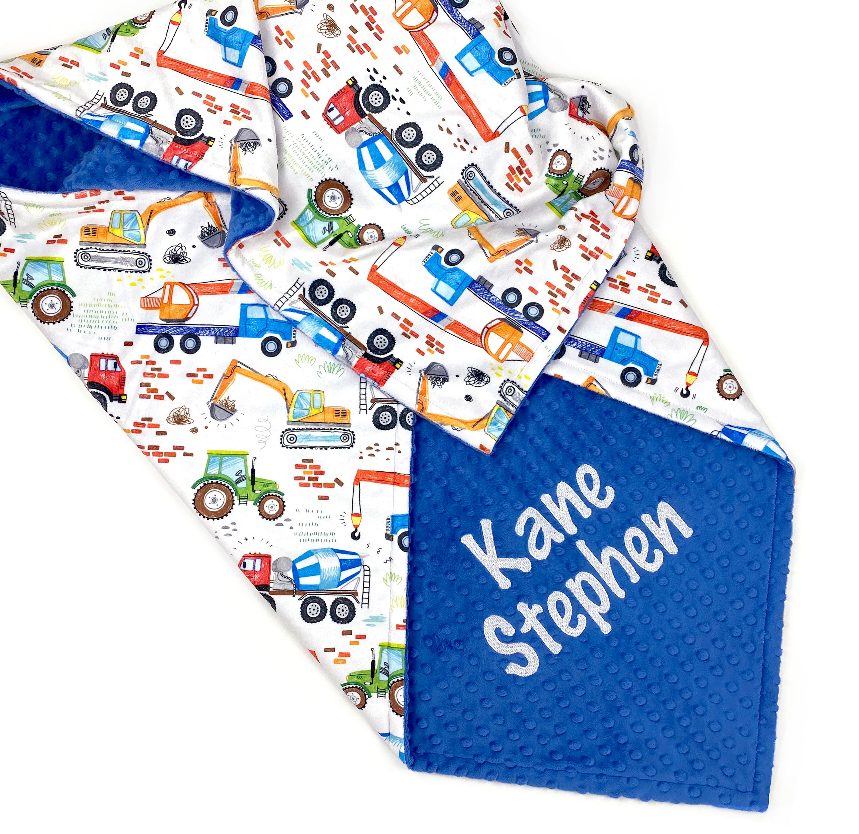 Personalized Baby Blanket for Boy. Construction Trucks Minky Etsy