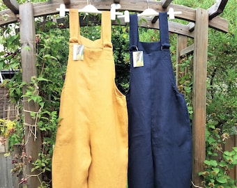 Handmade Soft Linen Ladies Dungarees Jumpsuits Choice of Colours Sizes S-XXL.