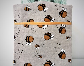 Handmade Linen Cotton Busy Bees Peg Bag Peg Storage Clothespin Bag Size 35cm x 30cm / 14&quot; x 12&quot;