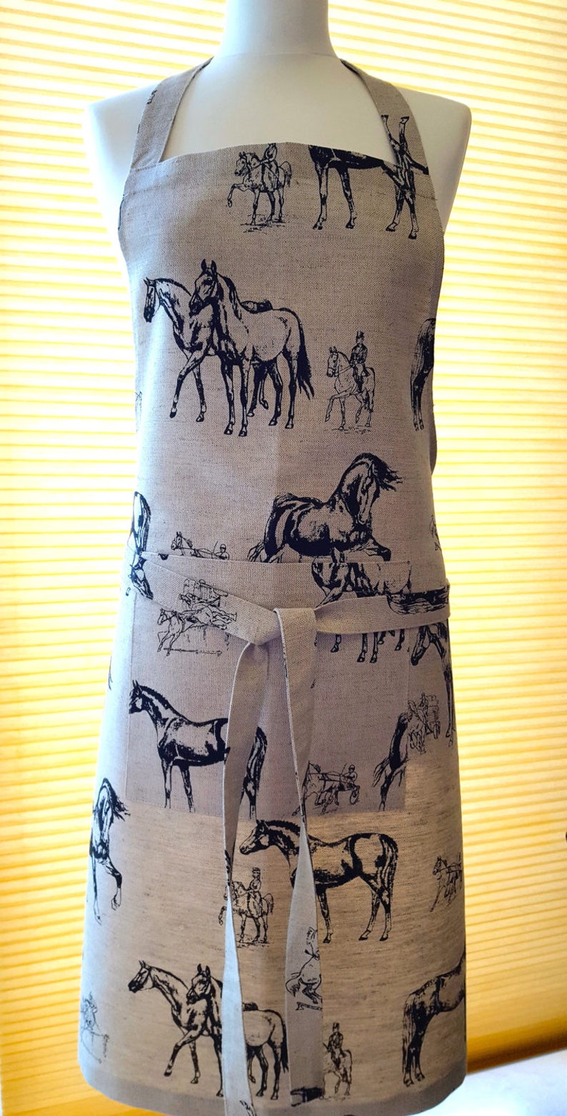 Handmade Linen Cotton Horse Racing Tea Towel Kitchen Towel Etsy UK