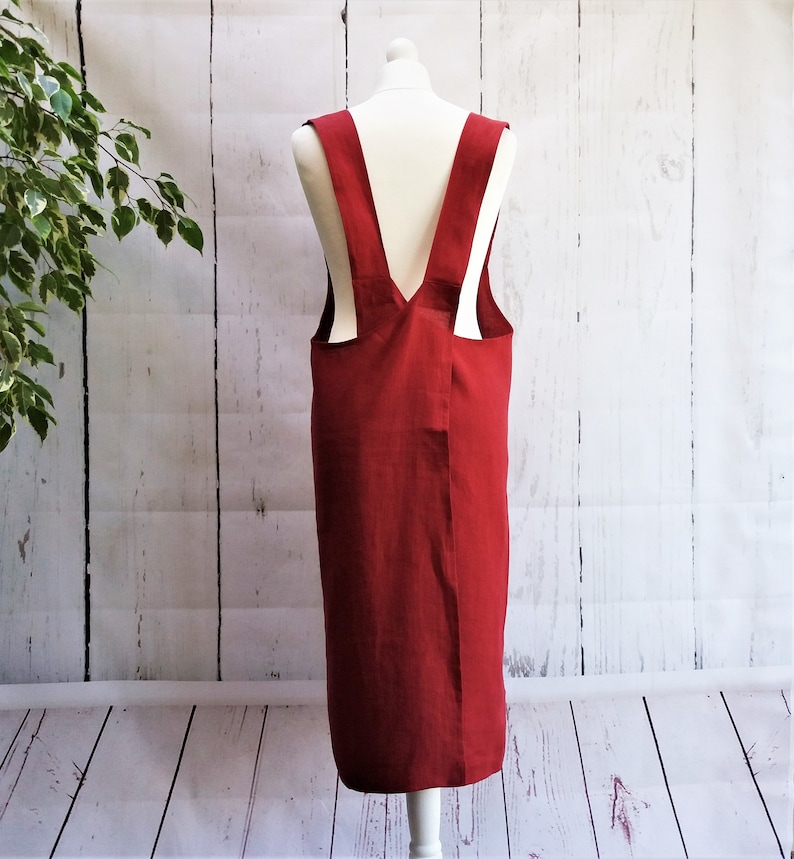 No Ties Linen Cross Back Apron Japanese Apron Artist Smock Outlander