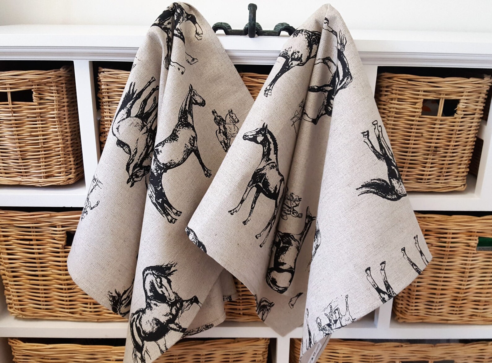 Handmade Linen Cotton Horse Racing Tea Towel Kitchen Towel Etsy UK