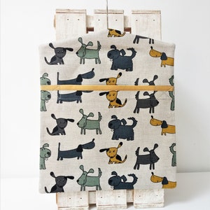 Handmade Linen Cotton Happy Dogs Peg Bag Peg Storage Clothespin Bag Size 35cm x 30cm / 14&quot; x 12&quot;