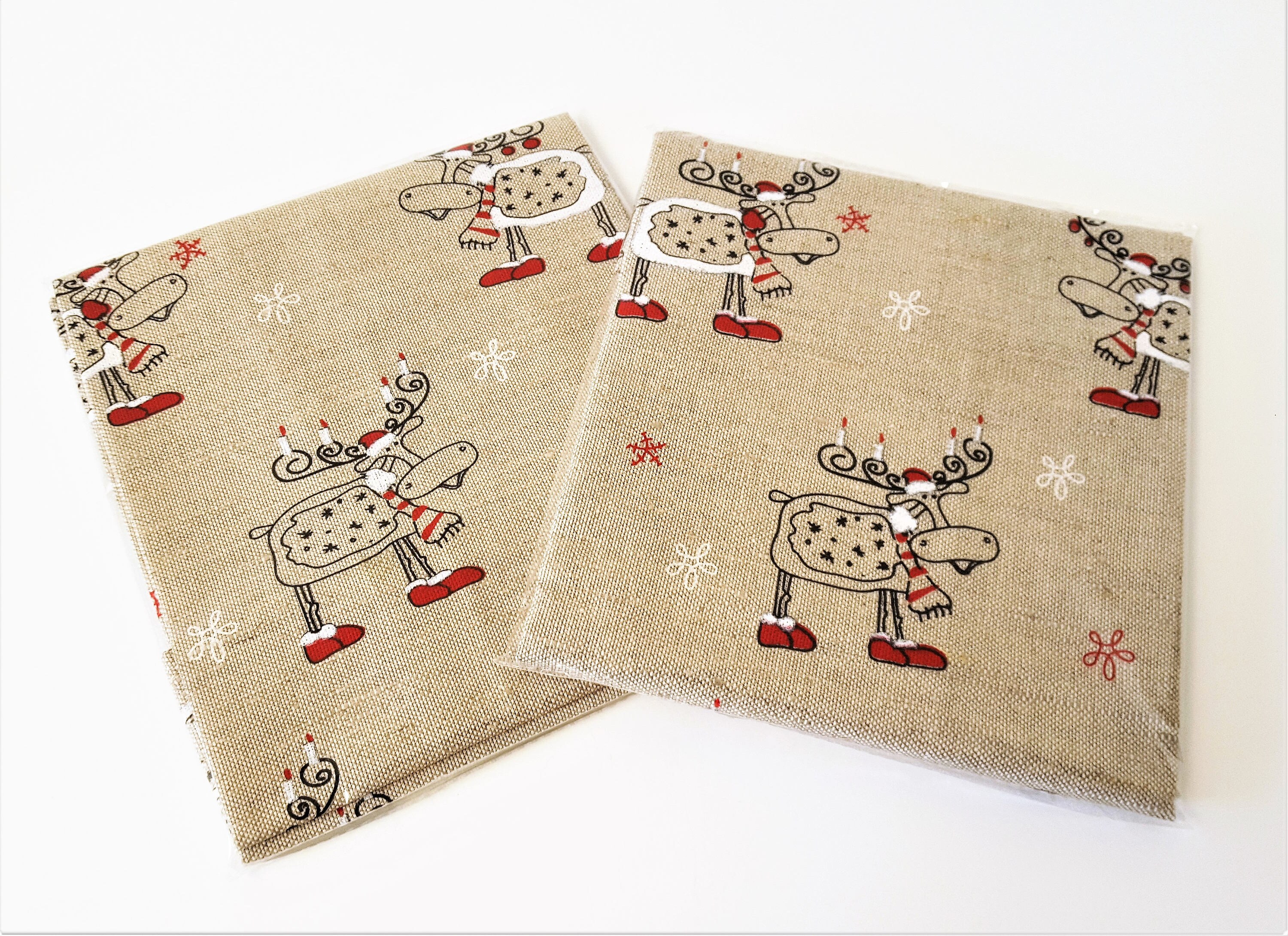 Handmade Linen Cotton Christmas Deer Tea Towels Dish Towels. | Etsy