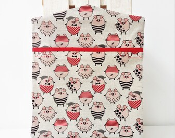 Handmade Linen Cotton Pig Bag Piggies Peg Bag Peg Storage Clothespin Bag Size 35cm x 30cm / 14&quot; x 12&quot;