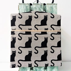 Handmade Linen Cotton Black Cats Peg Bag Peg Storage Clothespin Bag