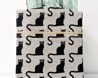 Handmade Linen Cotton Black Cats Peg Bag Peg Storage Clothespin Bag