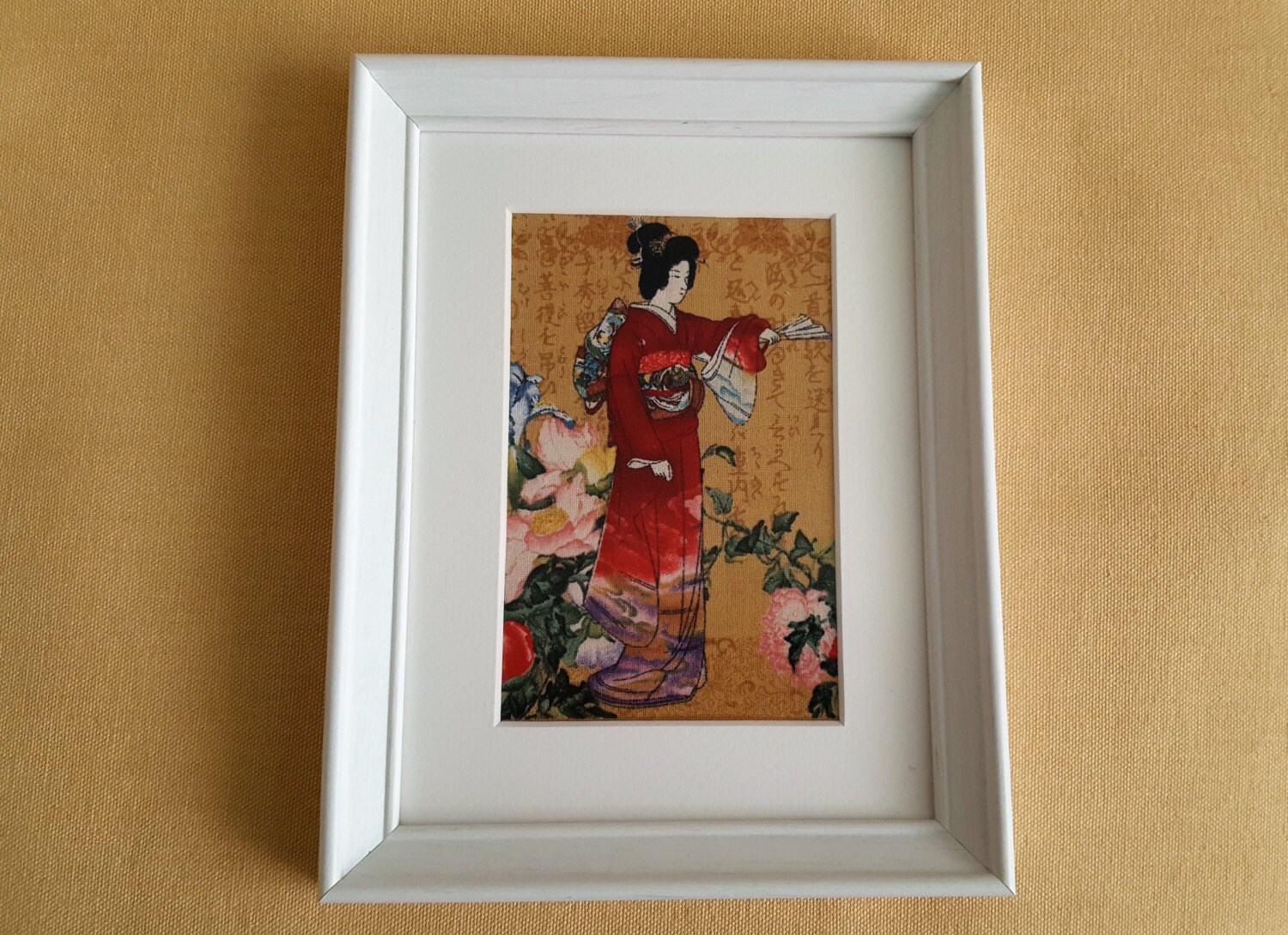 Textile Art Handmade Decorative Geisha Garden Fabric Picture 50