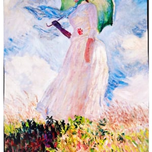 Kaufman Claude Monet Digital Prints Lady with a Parasol Panel Sky Fabric 44&quot; x 24&quot;