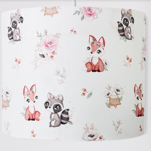 Hanging lamp, lampshade &quot;Little Forest Friends&quot; round circle lampshade