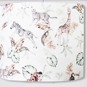 Hanging lamp, lampshade &quot;Watercolor Wildlife&quot; round circle lampshade