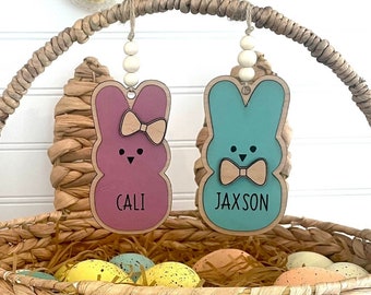 Easter Basket Tag, Easter Name Tags, Bunny Name Tag, Custom Easter Tags, Kids Personalized Easter Tag, Wood Name Tag, Personalized Peeps