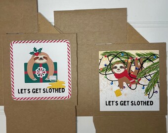 Sloth Christmas Gift, Let's Get Slothed, Beer Drinker Gift, Sloth Lover Gift, Funny Beer Gift Sloths, 4 pack Beer Carton, Sloth Beer Carrier