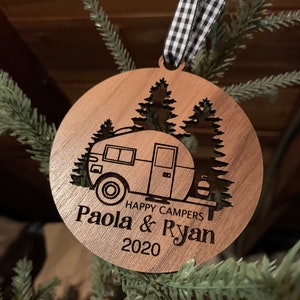 Happy Camper Ornament. Personalized Camping Ornament. Camper decor. RV Decor. Family Trip Gift. Road Trip. Outdoorsman, Ornament for Campers image 5